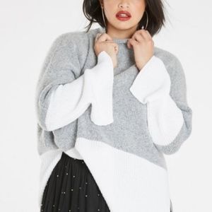 Simply Be Gray/White Color Block Sweater Size 24